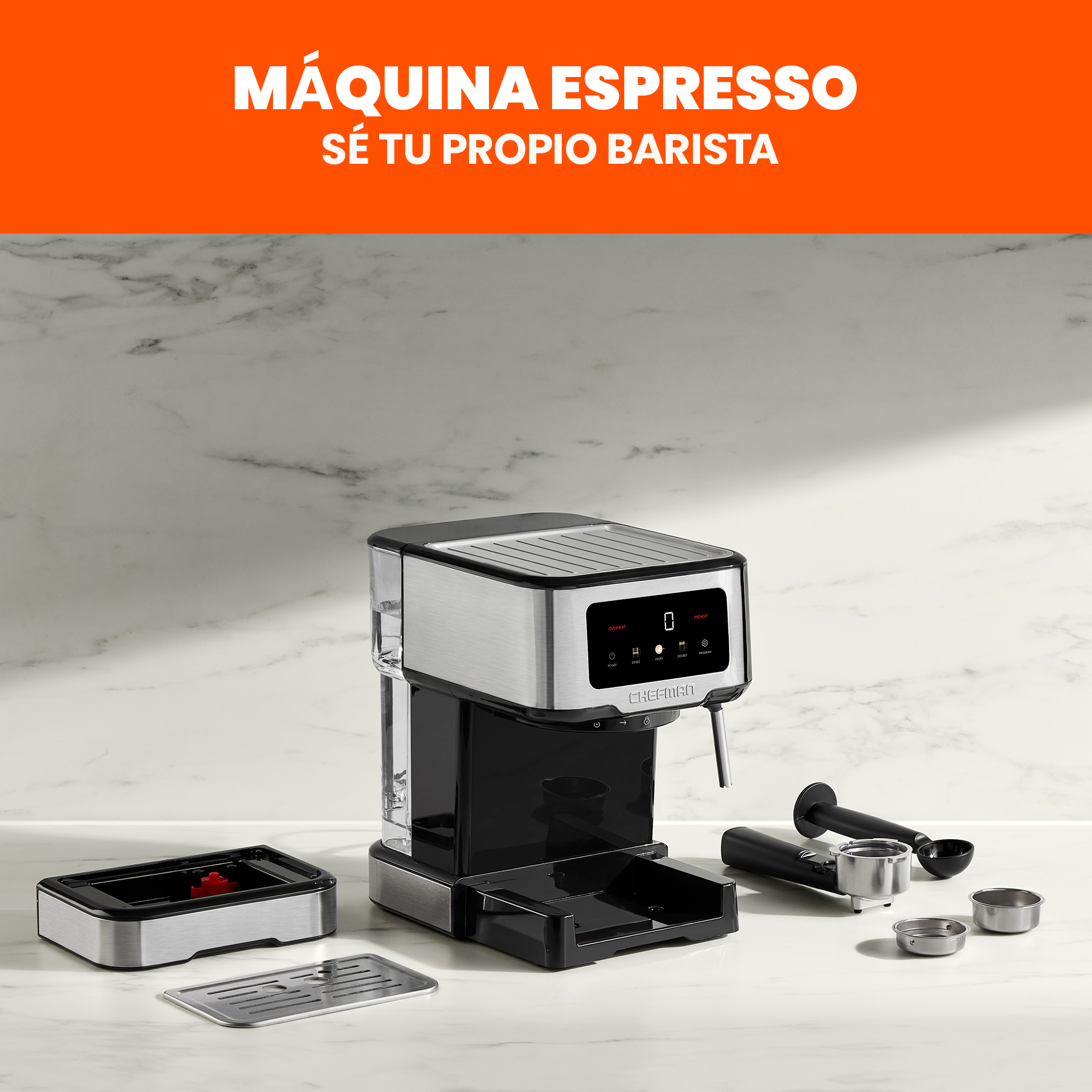 Foto 3 pulgar | Chefman - Máquina De Café Espresso Easy-brew