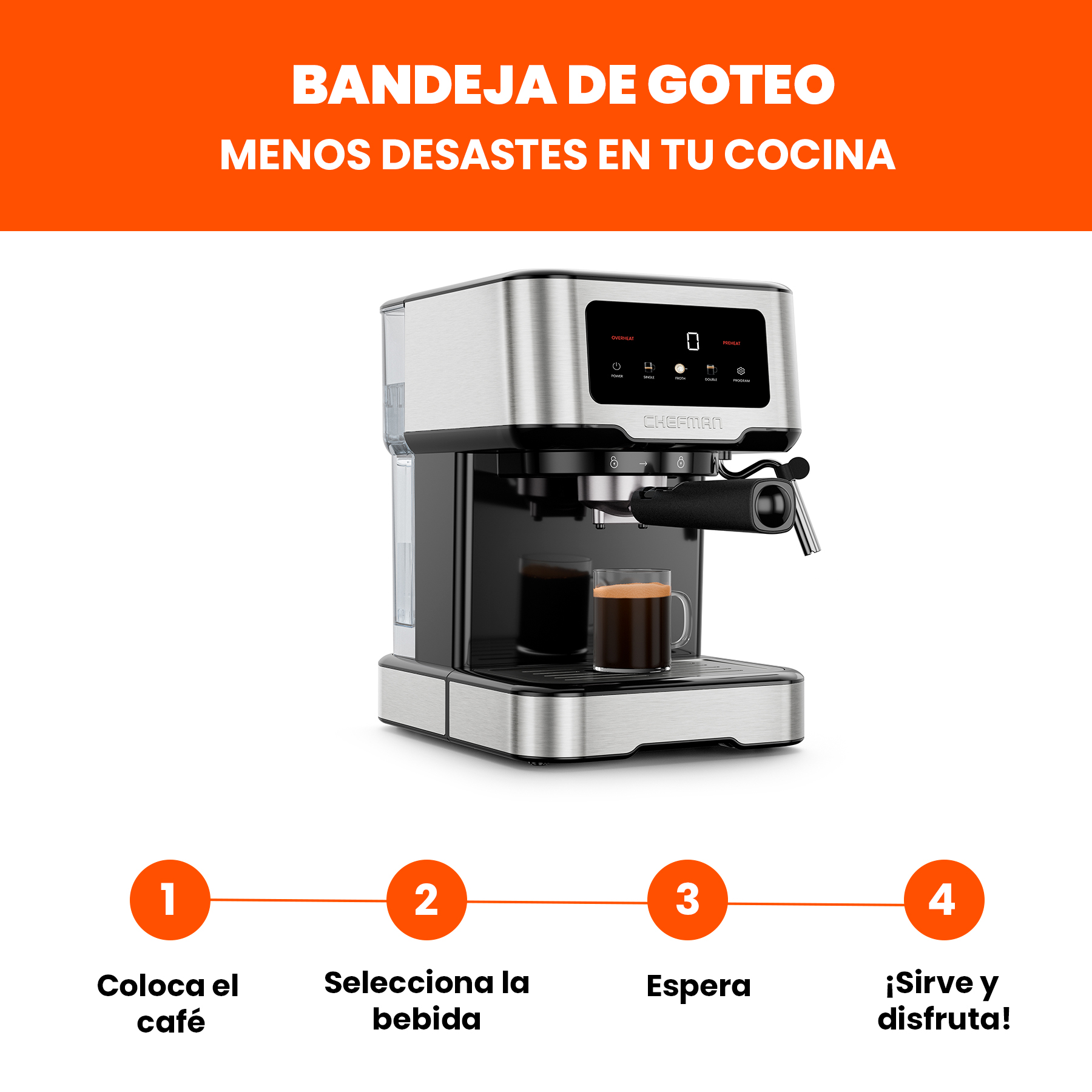 Foto 8 pulgar | Chefman - Máquina De Café Espresso Easy-brew
