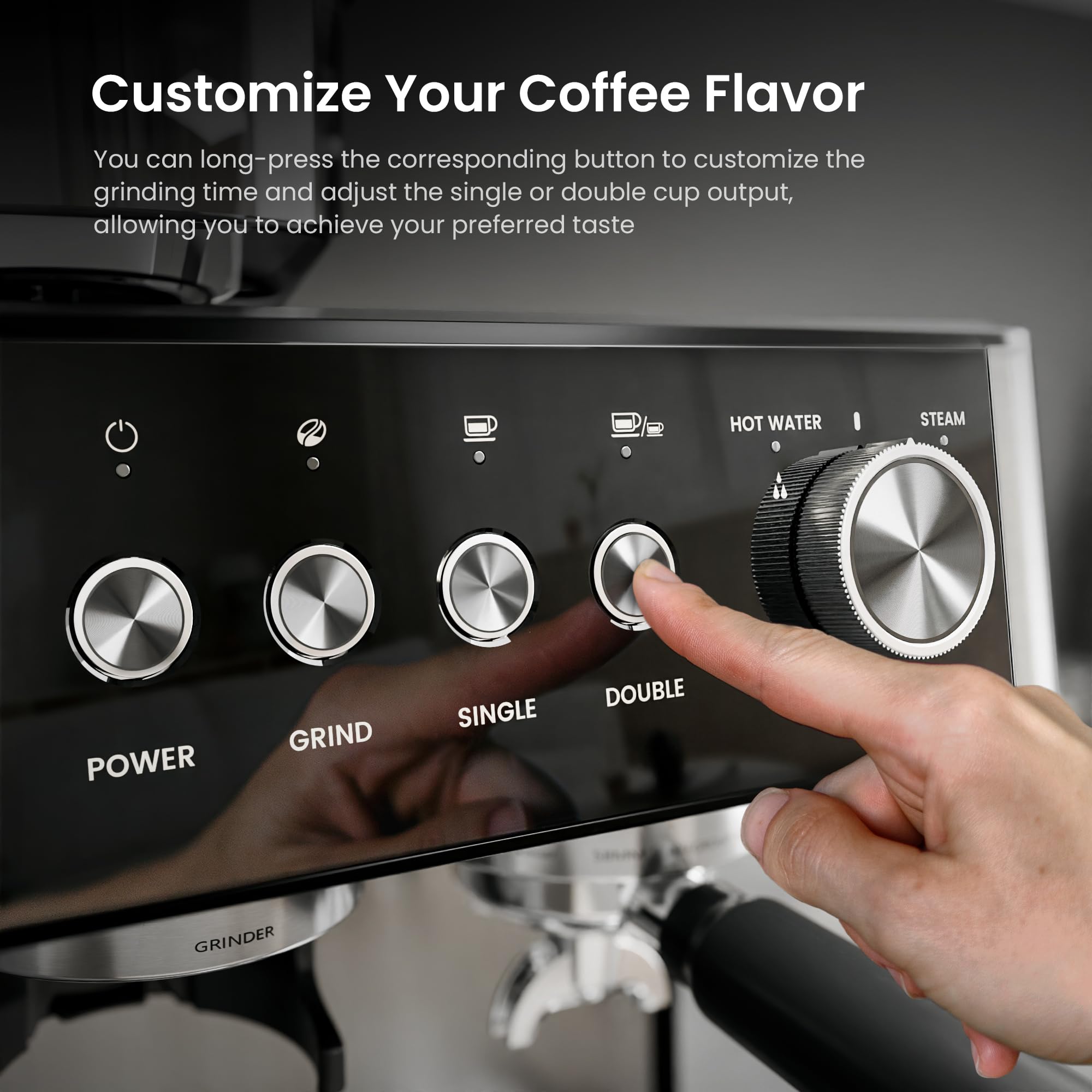 Foto 4 pulgar | Máquina De Café Espresso Kismile De 20 Bares Con Molinillo, Espumador De Leche, Color Negro - Venta Internacional.
