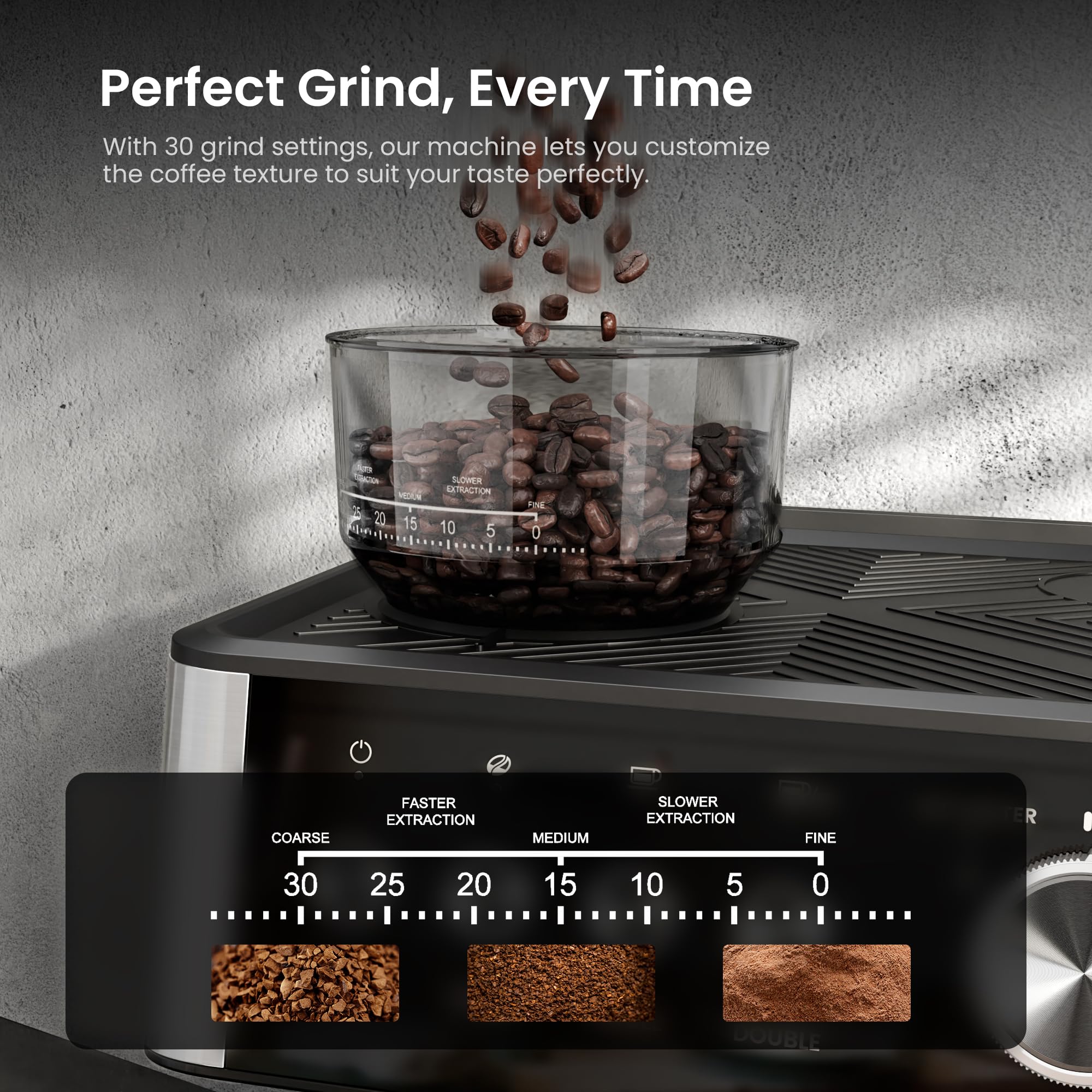 Foto 6 | Máquina De Café Espresso Kismile De 20 Bares Con Molinillo, Espumador De Leche, Color Negro - Venta Internacional.