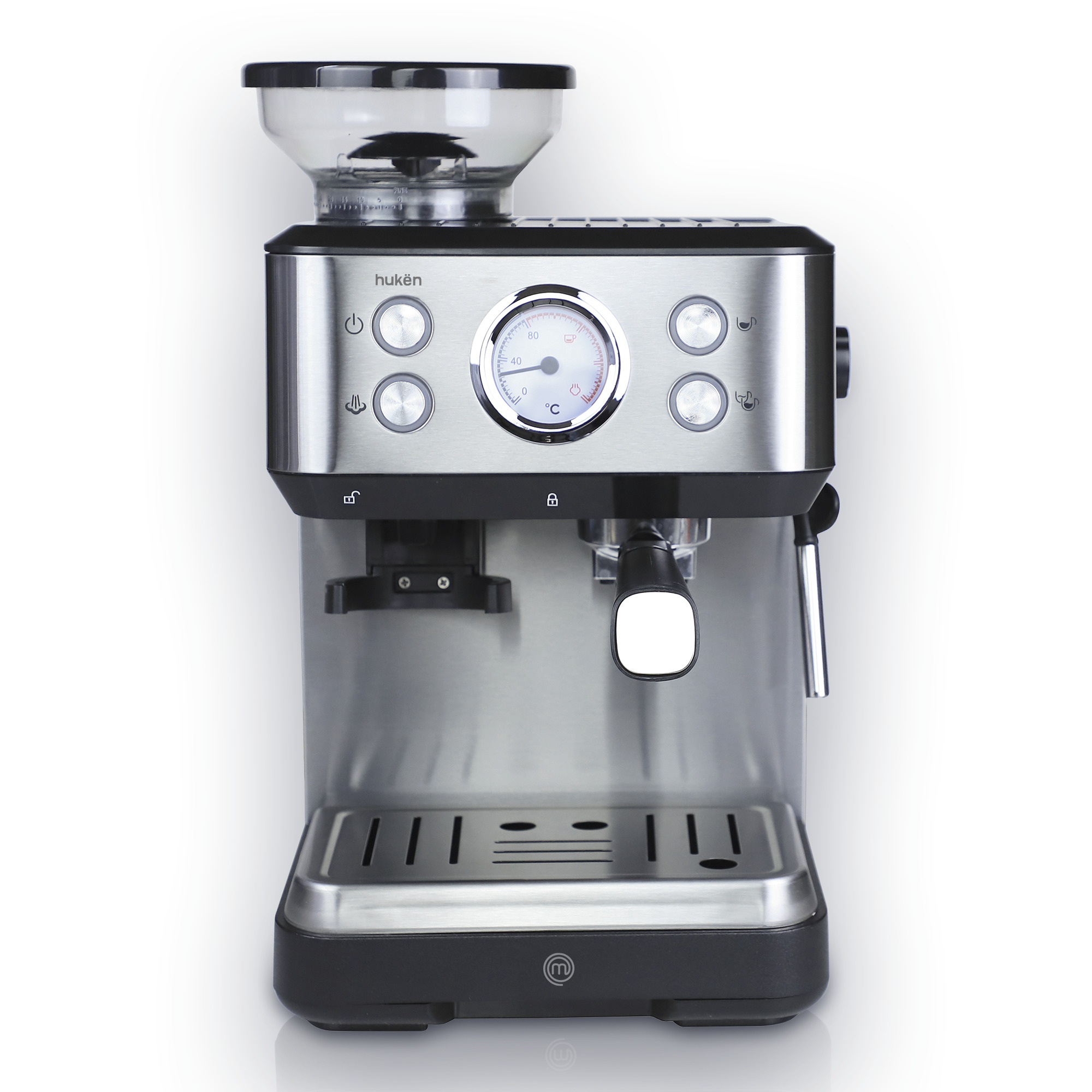 Foto 2 pulgar | Máquina De Espresso Con Molino Barista-pro Hukën X Masterchef Mk-ecm-gss Negro Con Espumador De Leche