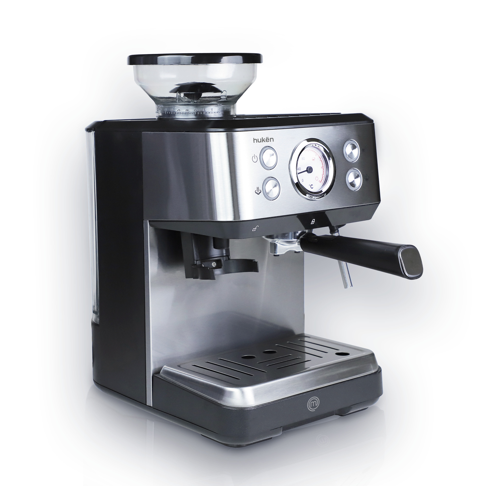 Foto 3 pulgar | Máquina De Espresso Con Molino Barista-pro Hukën X Masterchef Mk-ecm-gss Negro Con Espumador De Leche