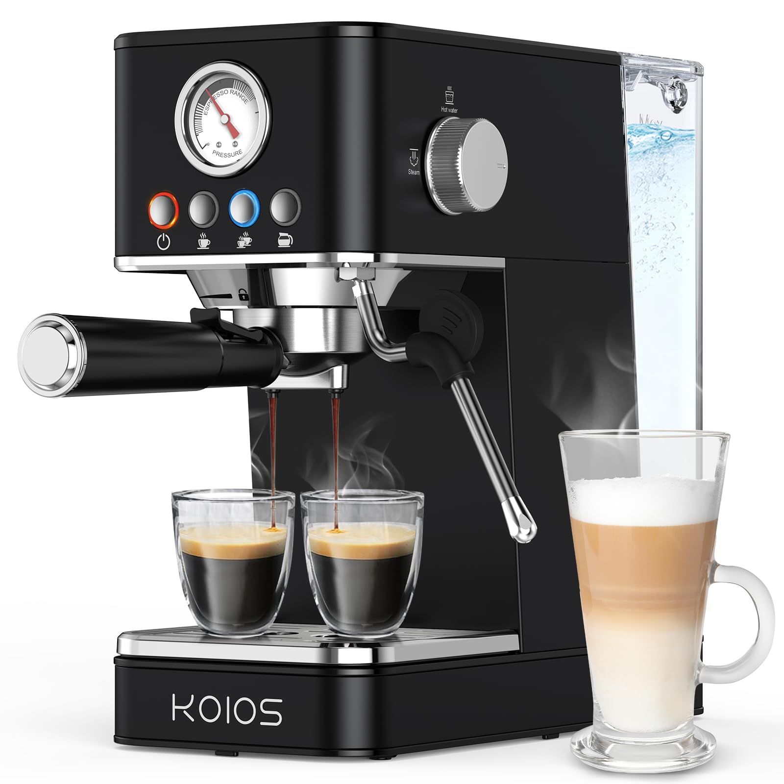 Foto 2 pulgar | Máquina De Café Espresso Koios 20 Bar Con Espumador De Leche Negra - Venta Internacional.