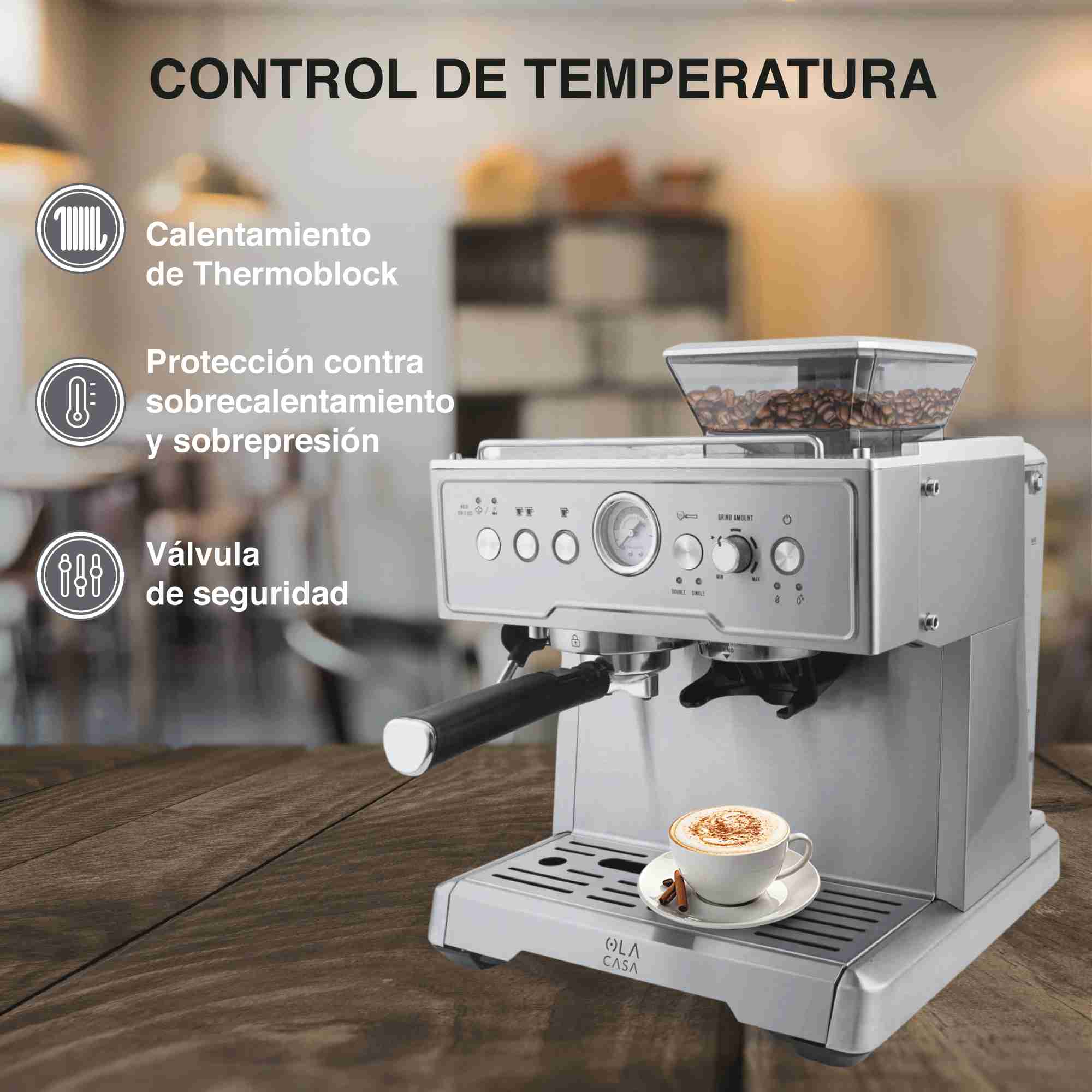 Foto 9 pulgar | Cafetera Espresso Ola Casa Con Molino