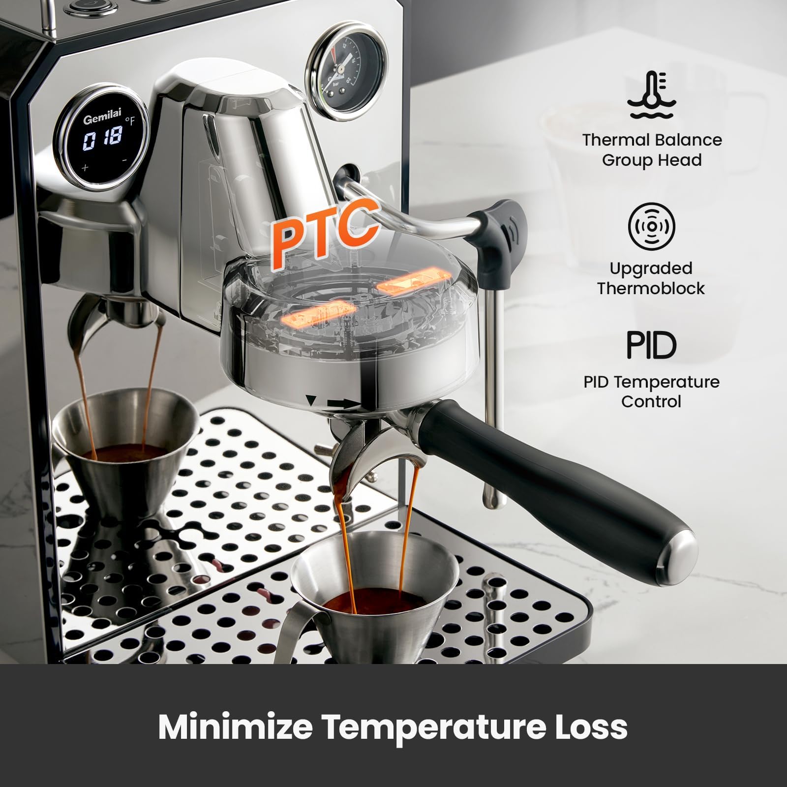 Foto 2 | Máquina De Café Espresso Gemilai Owl G3006 15 Bar Con Espumador De Leche De 1 7 L - Venta Internacional.
