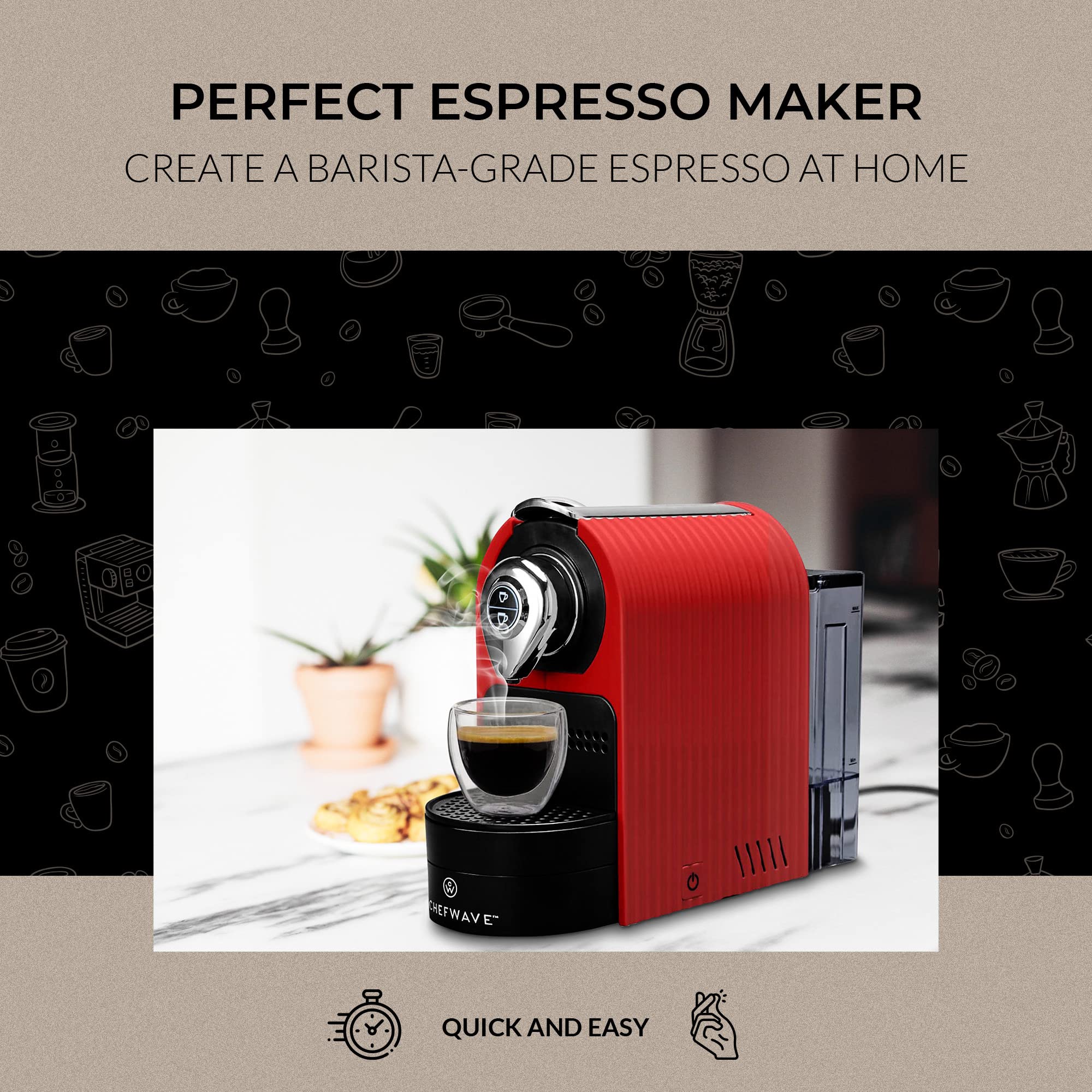 Foto 6 pulgar | Máquina De Café Espresso Chefwave Kava Con Bomba De 20 Bar De Acero Inoxidable - Venta Internacional.
