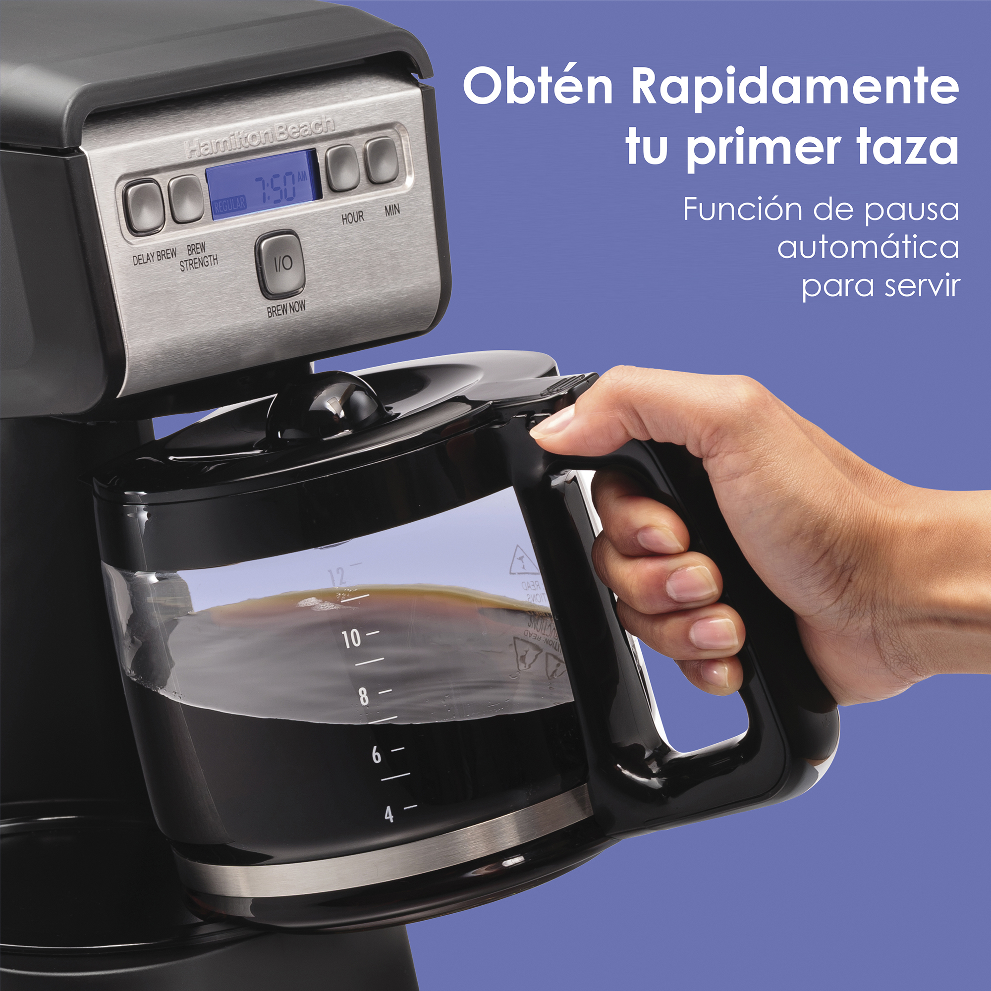 Foto 4 pulgar | Cafetera Compacta Hamilton Beach 46200 color Negro Programable Digital 12 Tazas