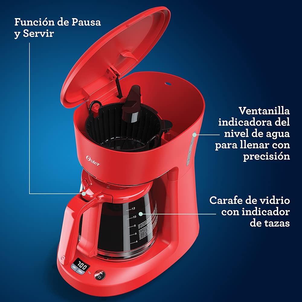 Foto 3 pulgar | Cafetera Programable Oster BVSTDCP12R013 color Rojo 12 Tazas