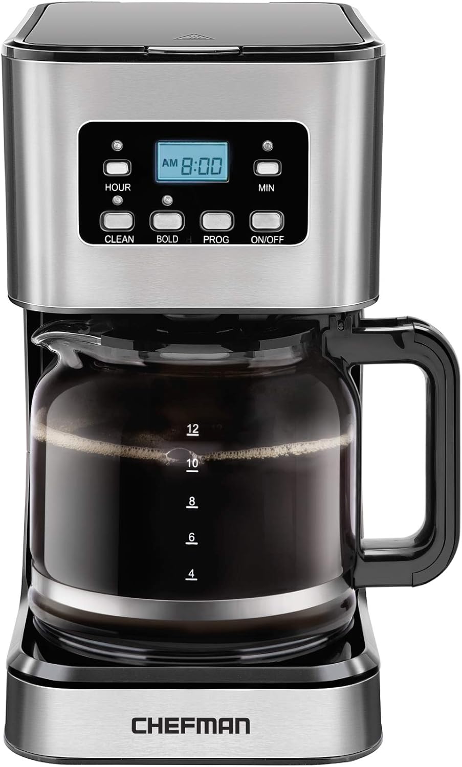 Chefman- Cafetera Programable De Goteo: De 12 Tazas Filtro Reutilizable $799