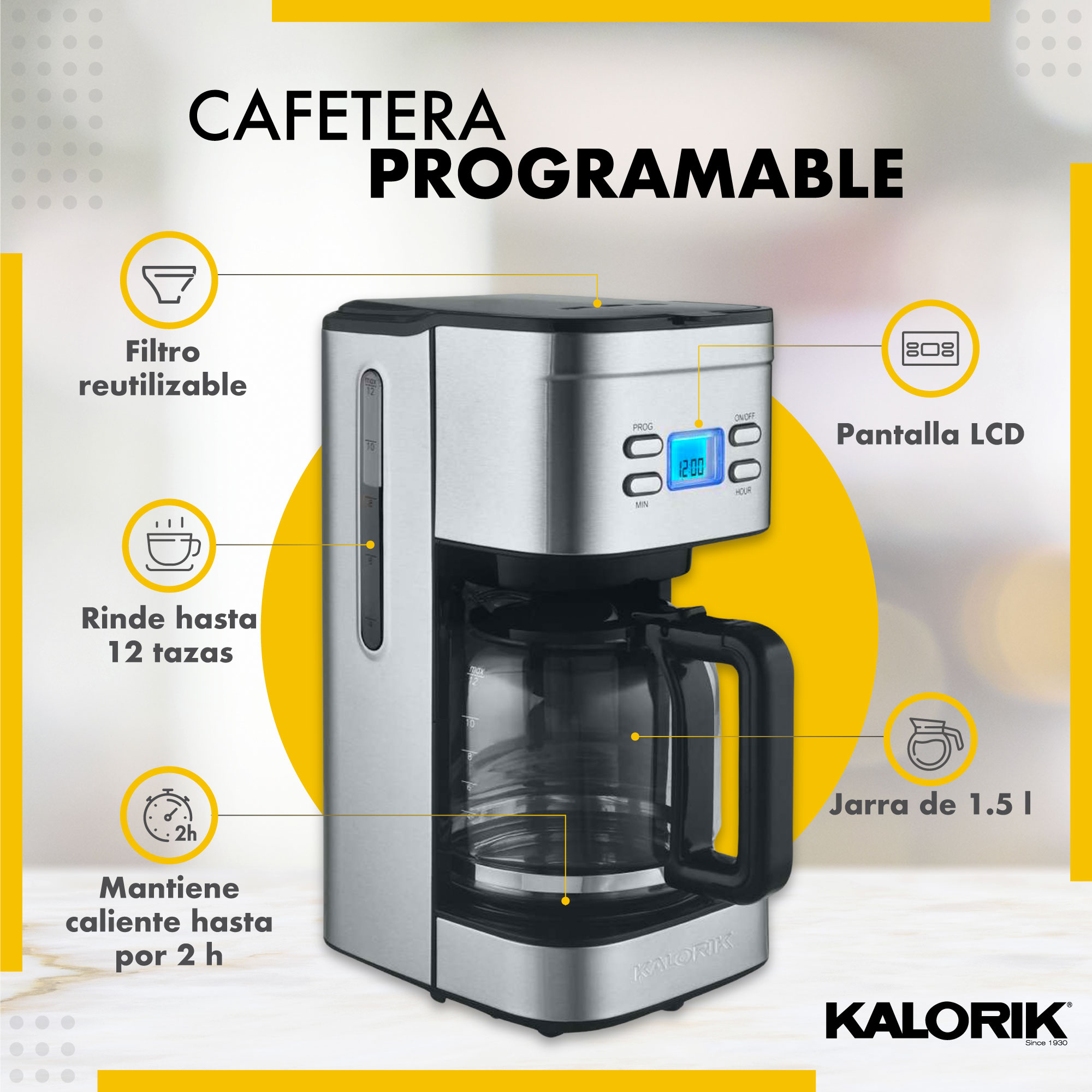 Foto 5 pulgar | Cafetera Programable Kalorik Lcd 1.5l