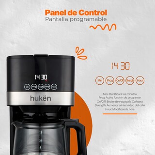 Foto 6 | Cafetera Programable 12 Tazas Touch Hukën Masterchef