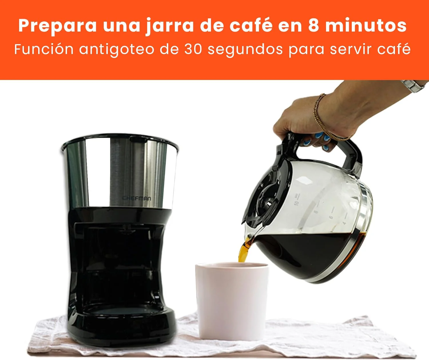 Foto 4 pulgar | Chefman - Cafetera De 10 Tazas Con Filtro Reutilizable