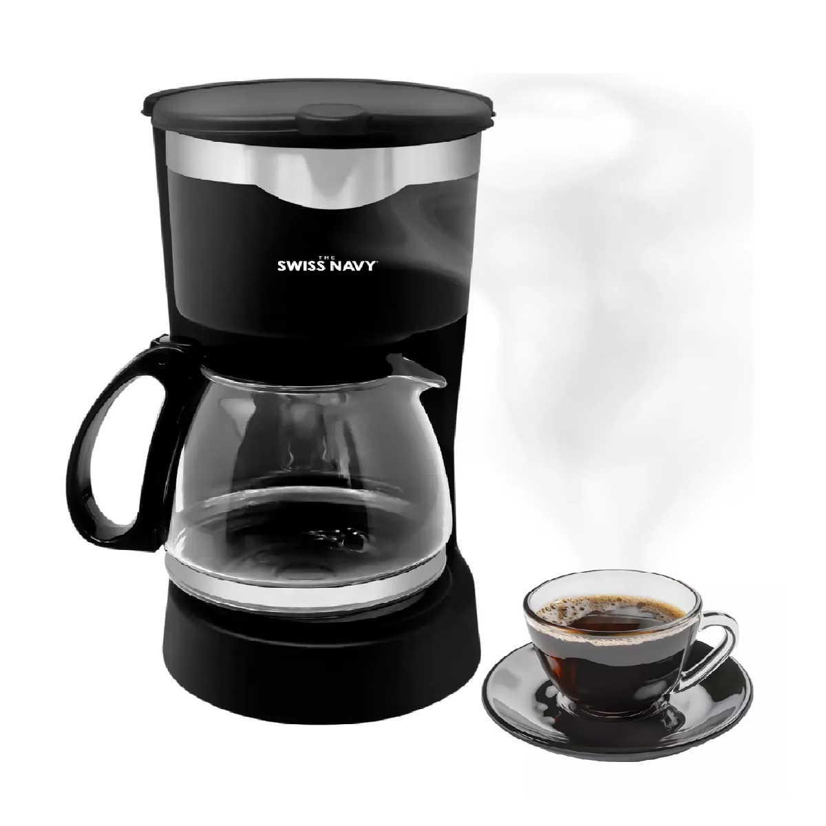 Cafetera de Goteo Swiss Navy Negra Semiautomática 6 Tazas Filtro Permanente