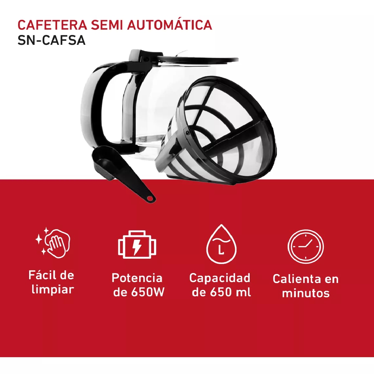 Foto 4 | Cafetera de Goteo Swiss Navy Negra Semiautomática 6 Tazas Filtro Permanente