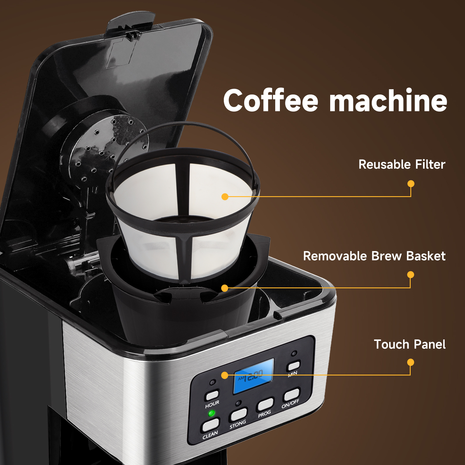 Foto 5 pulgar | Cafetera De Goteo Programable De 950w, Gran Capacidad De 1.8l, Con Filtro Reutilizableaigostar