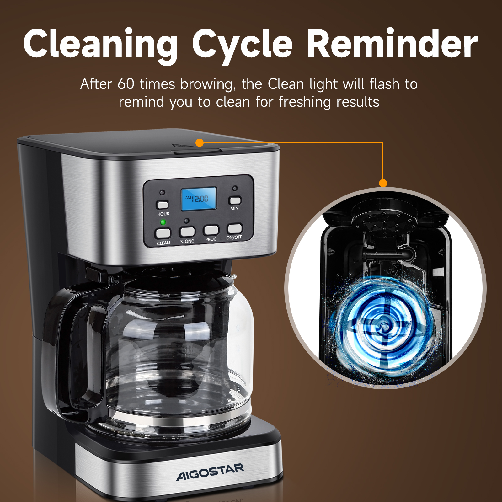 Foto 7 pulgar | Cafetera De Goteo Programable De 950w, Gran Capacidad De 1.8l, Con Filtro Reutilizableaigostar