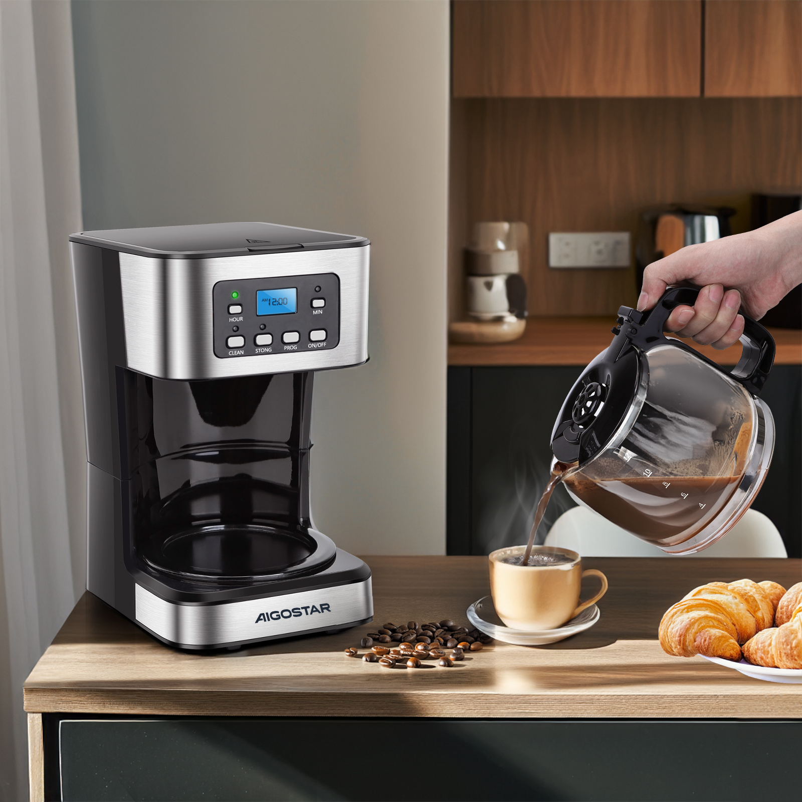 Foto 9 pulgar | Cafetera De Goteo Programable De 950w, Gran Capacidad De 1.8l, Con Filtro Reutilizableaigostar