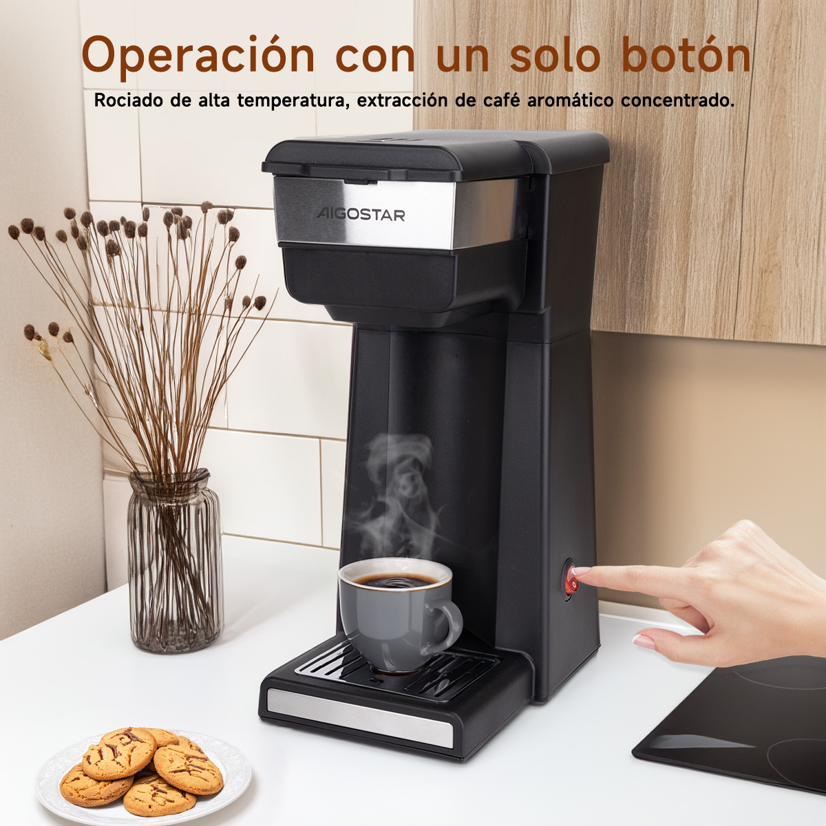 Foto 2 | Cafetera Electrica Portatil 700 W Negro Aigostar