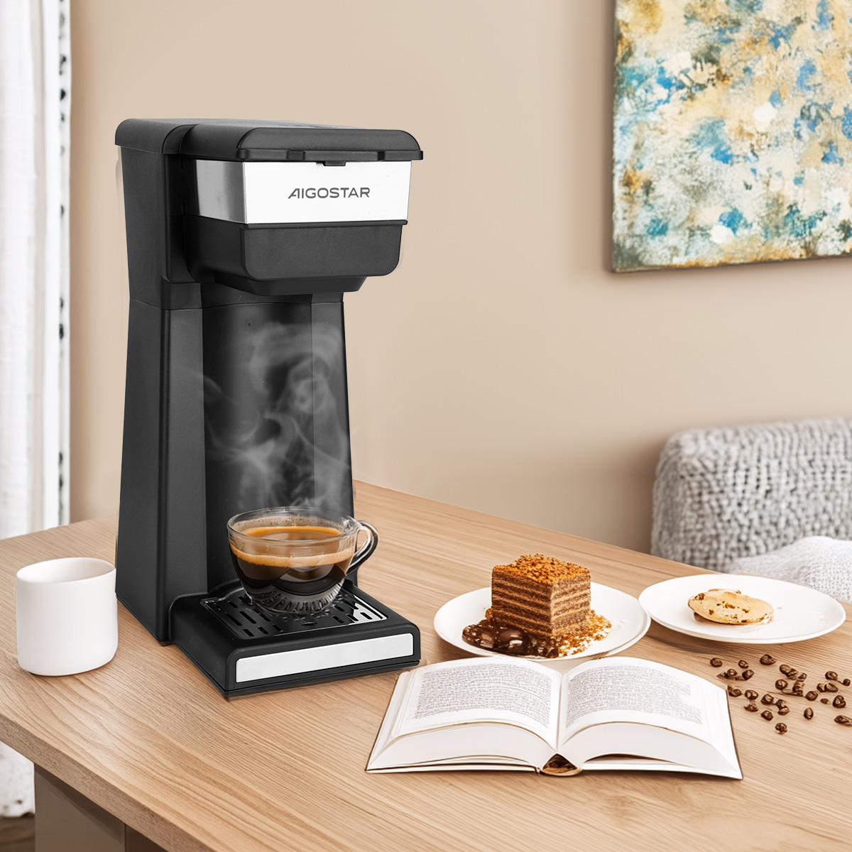 Foto 6 pulgar | Cafetera Electrica Portatil 700 W Negro Aigostar
