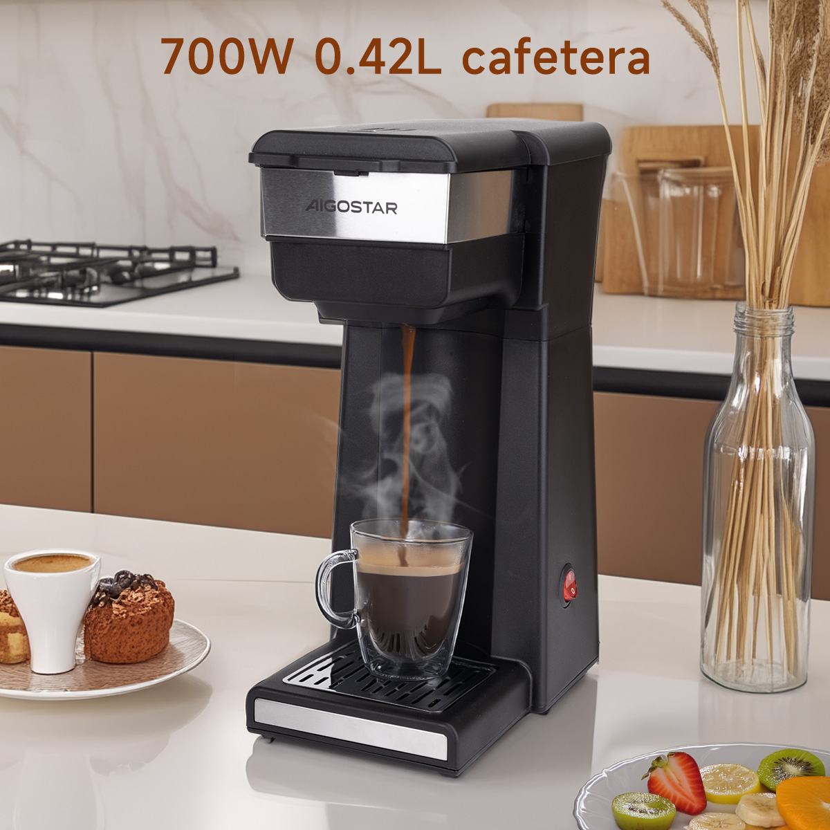 Foto 7 | Cafetera Electrica Portatil 700 W Negro Aigostar