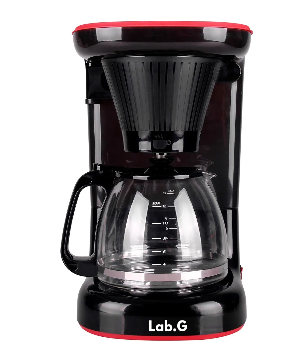 Cafetera Velvet Semi Automática De Goteo Negro Lineas Rojas
