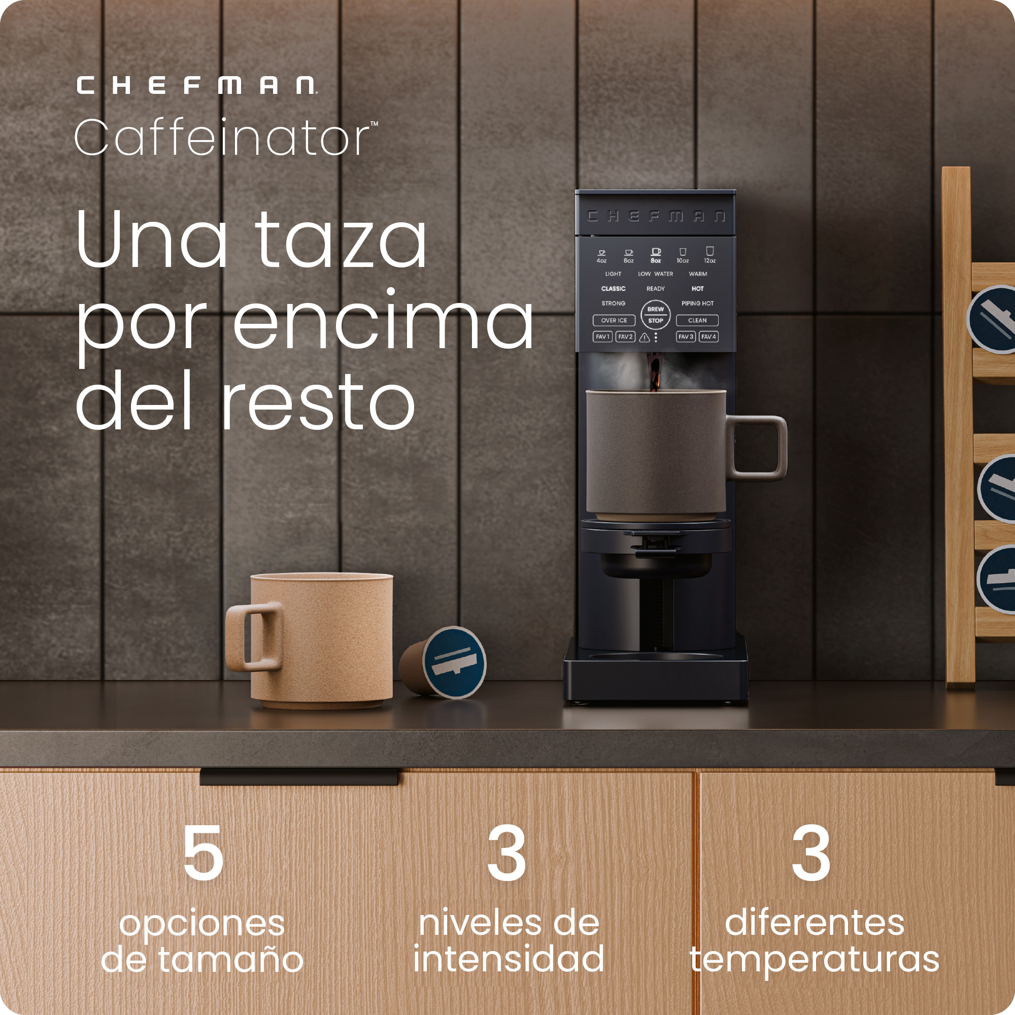 Foto 3 pulgar | Chefman - Caffeinator | Cafetera De Una Sola Porción Para K-cup Y Café Molido