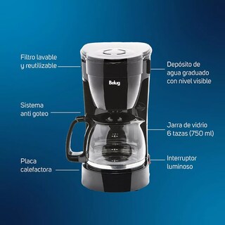 Foto 3 | Cafetera Belug Semi Automática Negra De Goteo