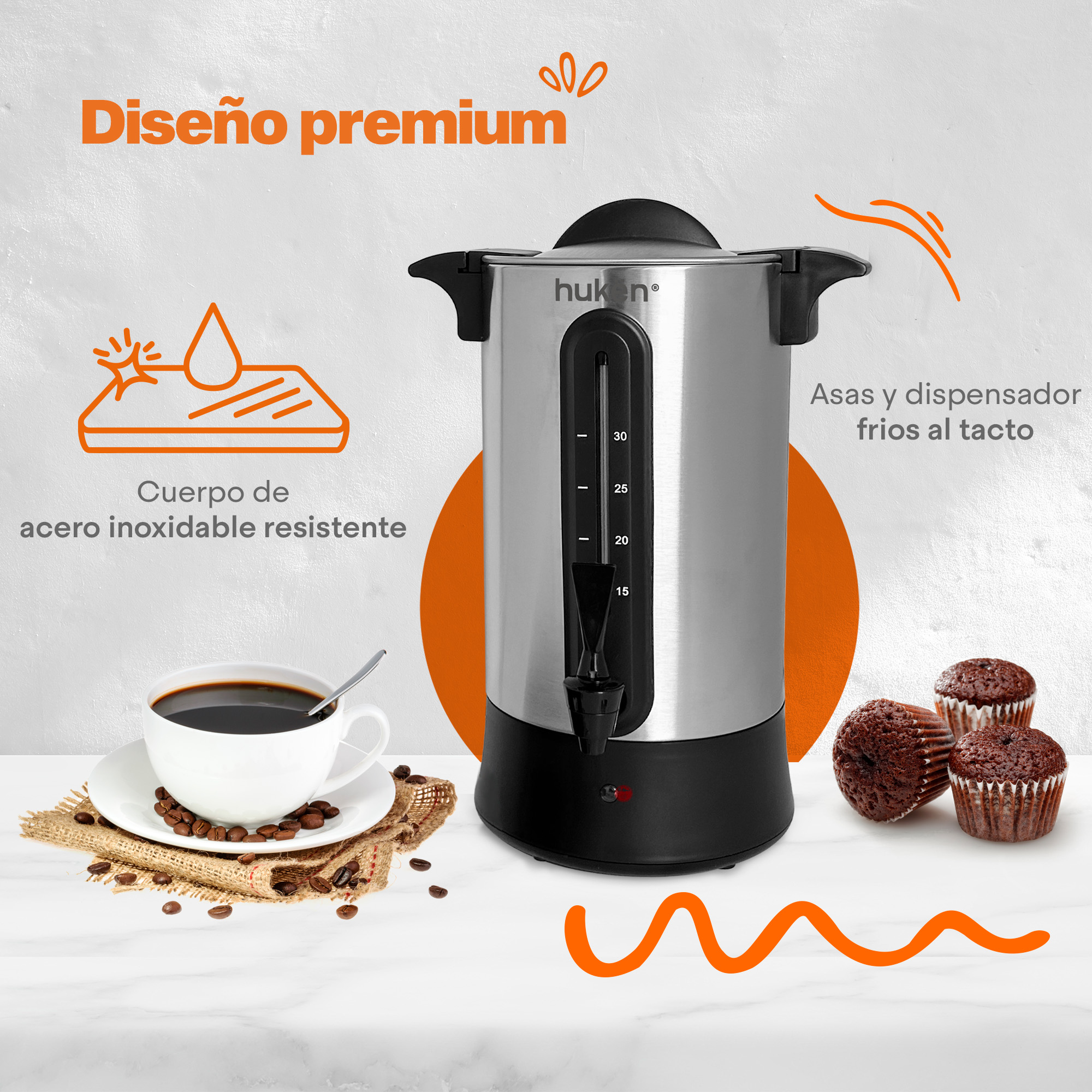 Foto 8 pulgar | Cafetera De Urna Masterchef Mk-ucm-30 Acero Percoladora 45 Tazas