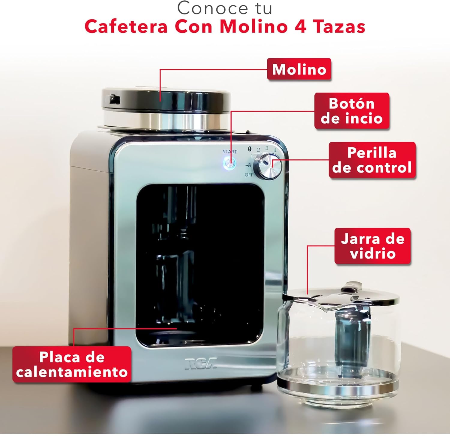Foto 3 | Cafetera Con Molino 4 Tzas Plato Termico Rca