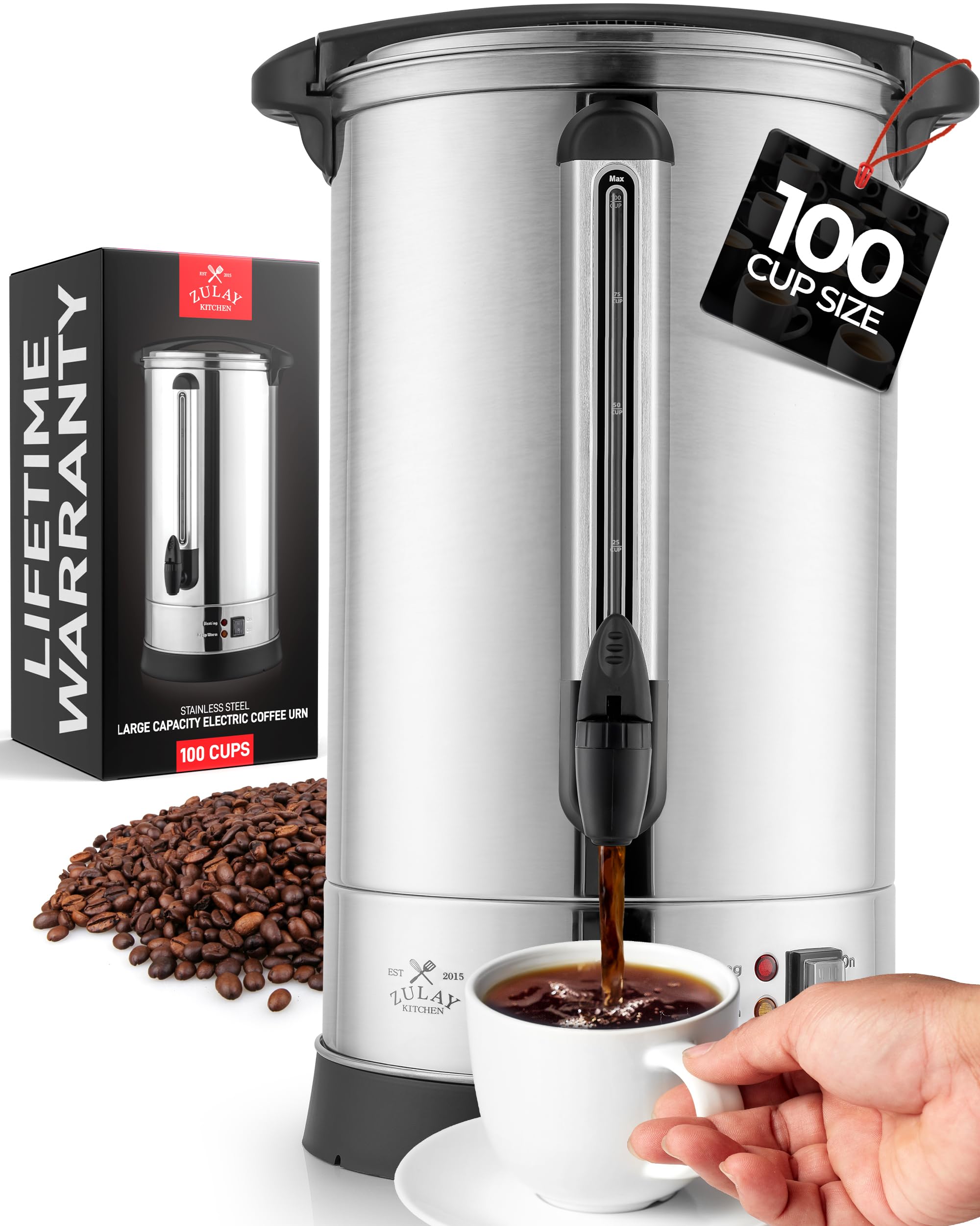 Cafetera Zulay Commercial 100 Tazas De Acero Inoxidable Plateada - Venta Internacional.