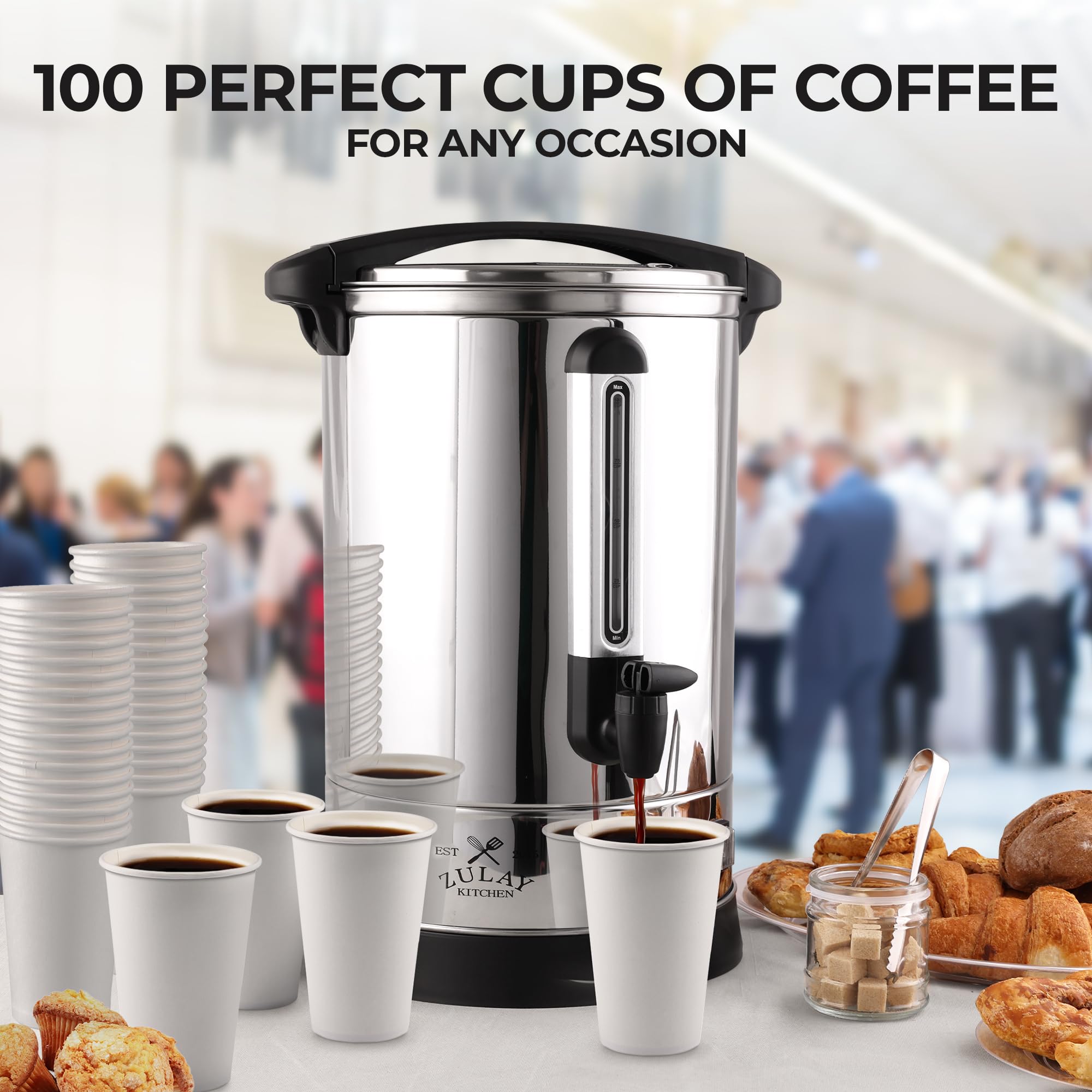 Foto 4 pulgar | Cafetera Zulay Commercial 100 Tazas De Acero Inoxidable Plateada - Venta Internacional.