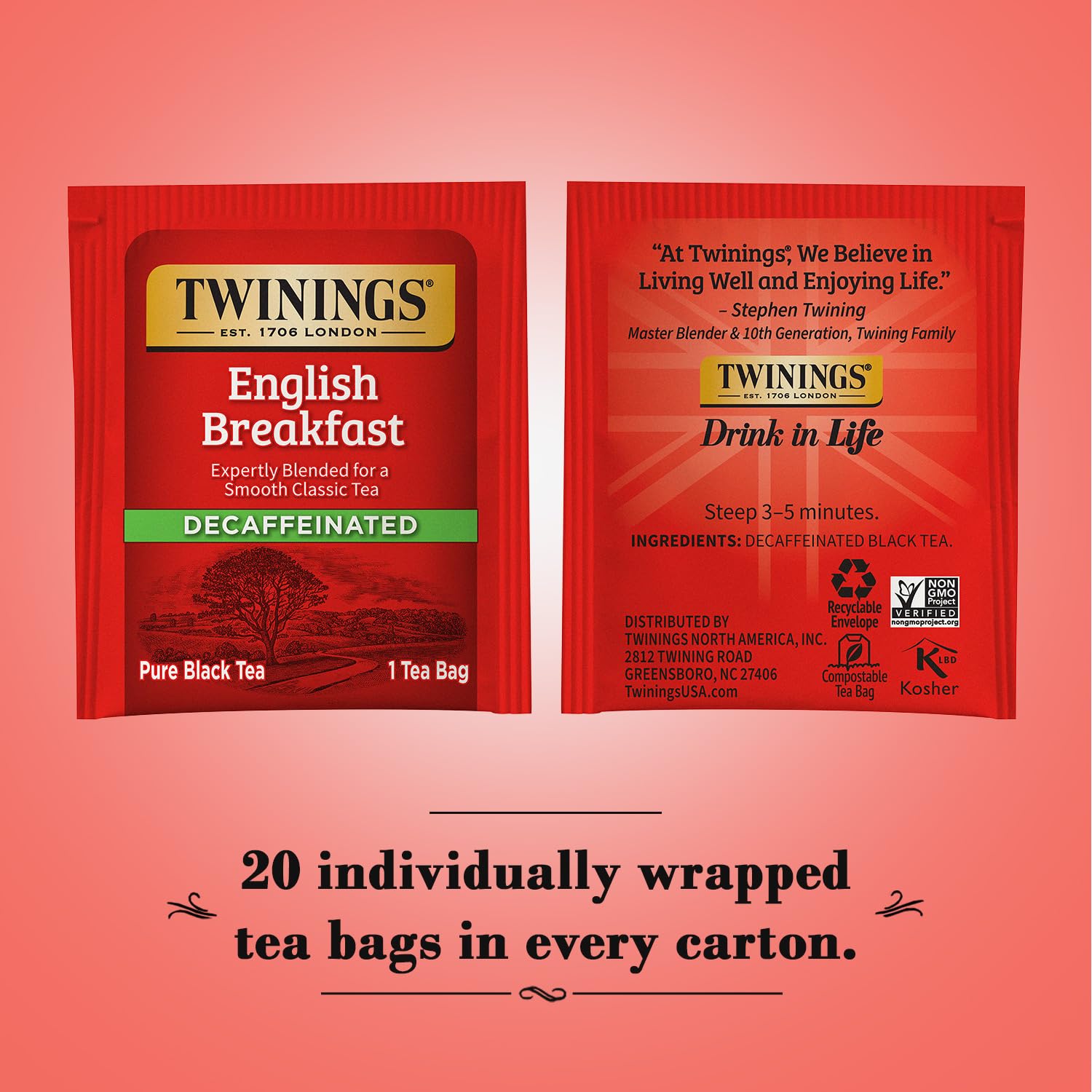 Foto 3 pulgar | Desayuno Inglés Descafeinado Tea Twinings, 50 Bolsitas - Venta Internacional.