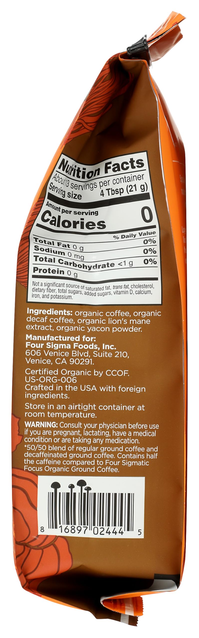 Foto 5 pulgar | Café Four Sigmatic Organic Focus, Medio Café Molido, 300 Ml - Venta Internacional.