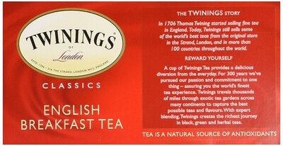 Foto 3 | Tea Twinings Of London English Breakfast 50 Bolsitas - Venta Internacional.