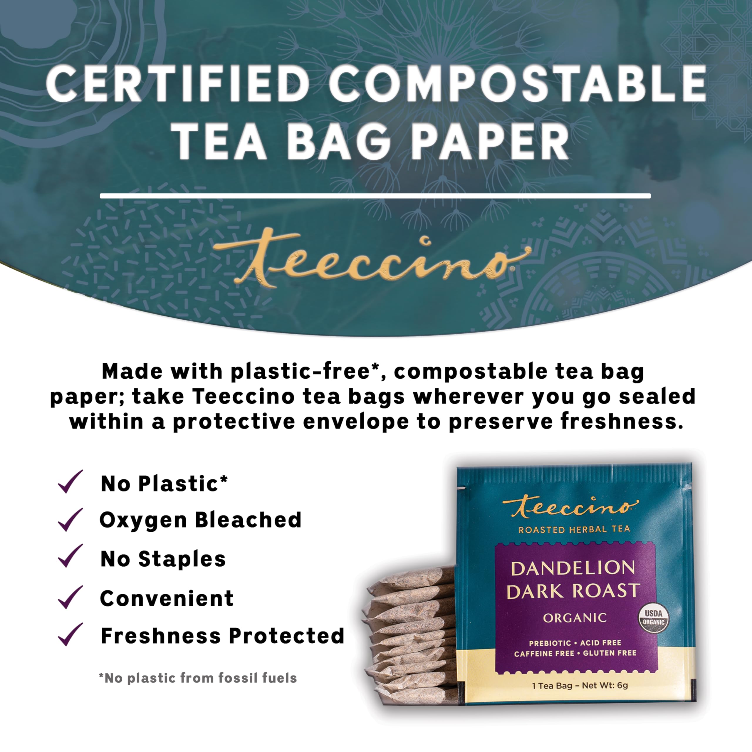 Foto 4 pulgar | Té De Hierbas Teeccino Dandelion Dark Roast  25 Bolsitas De Té - Venta Internacional.