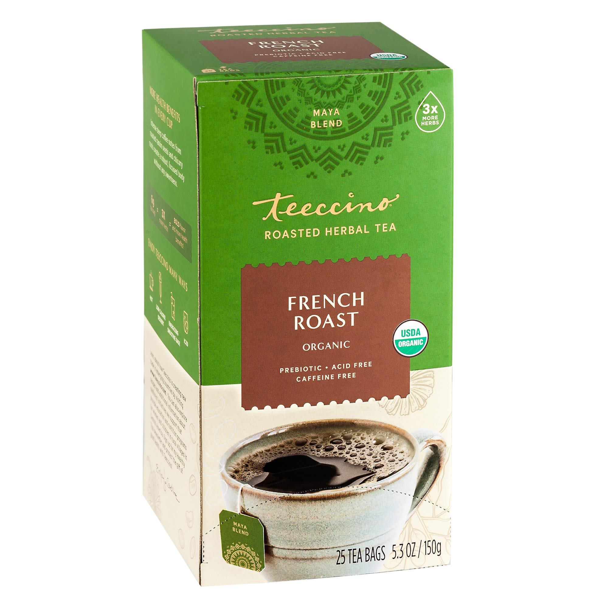 Té De Hierbas Teeccino French Roast Sin Cafeína  25 Bolsitas De Té - Venta Internacional.