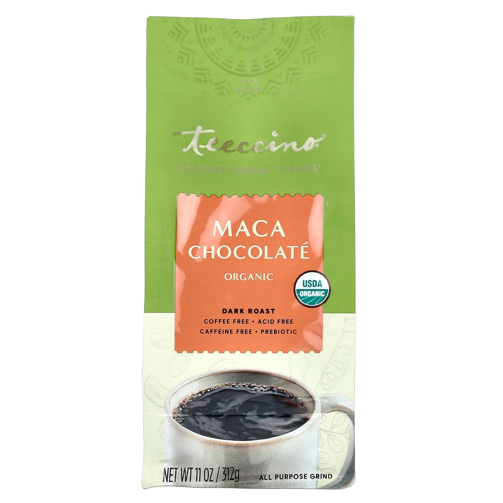 Herbal Coffee Teeccino Organic Achicoria Maca Chocolate 312g - Venta Internacional.