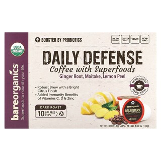 Foto 1 | Café Bareorganics Daily Defense Dark Roast 10 Tazas 325 Ml - Venta Internacional.