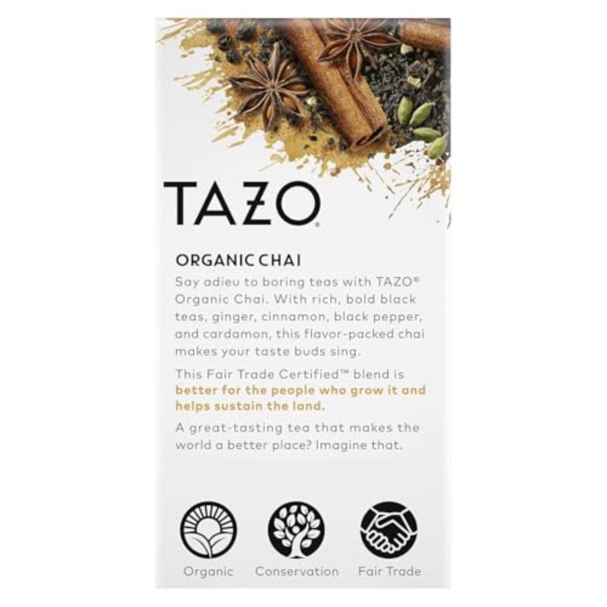 Foto 4 pulgar | Té Tazo Organic Chai Black Con Cafeína  16 Bolsitas - Venta Internacional.