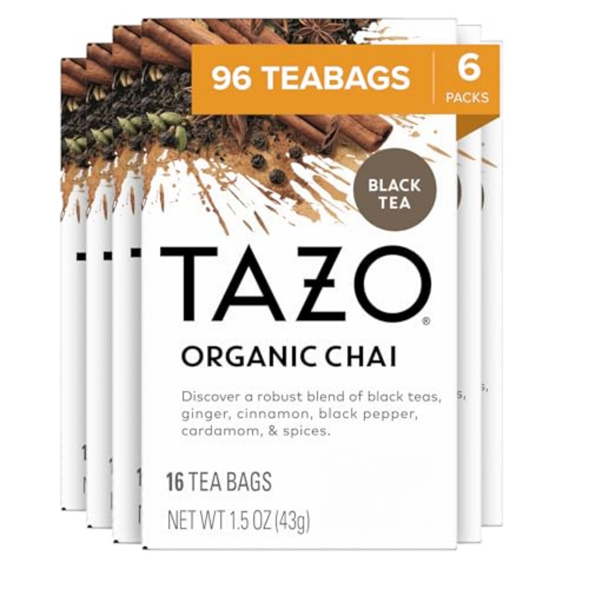 Foto 2 pulgar | Tea Tazo  96 Bolsitas De Té Negro Orgánico Chai (16 Unidades X 6) - Venta Internacional.