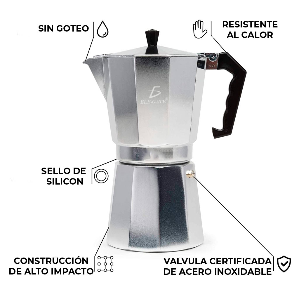 Foto 4 pulgar | Cafetera Italiana Manual 500ml Ele-gate color Plata