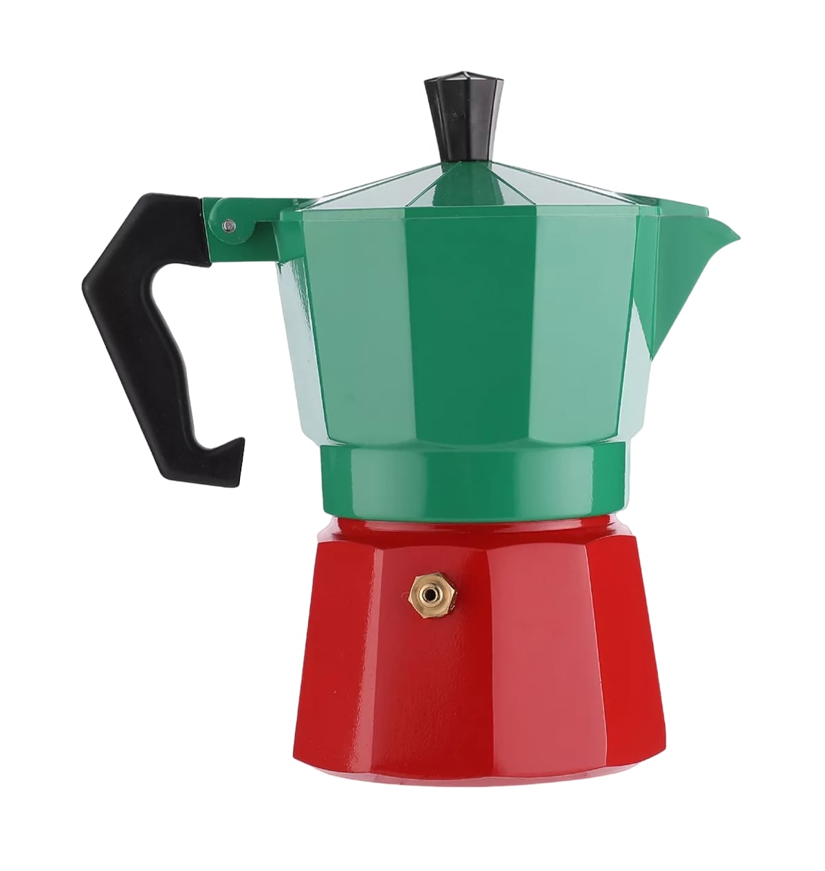 Cafetera Manual Italiana 6 Tazas de Aluminio color Verde con Rojo $1,039