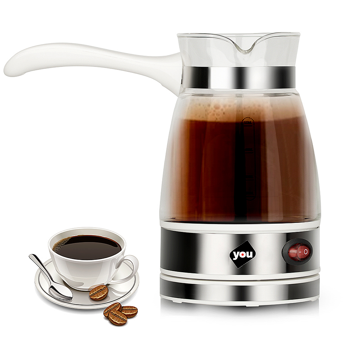 Cafetera Tetera Eléctrica para Café Turco Vidrio 500ml You Negro