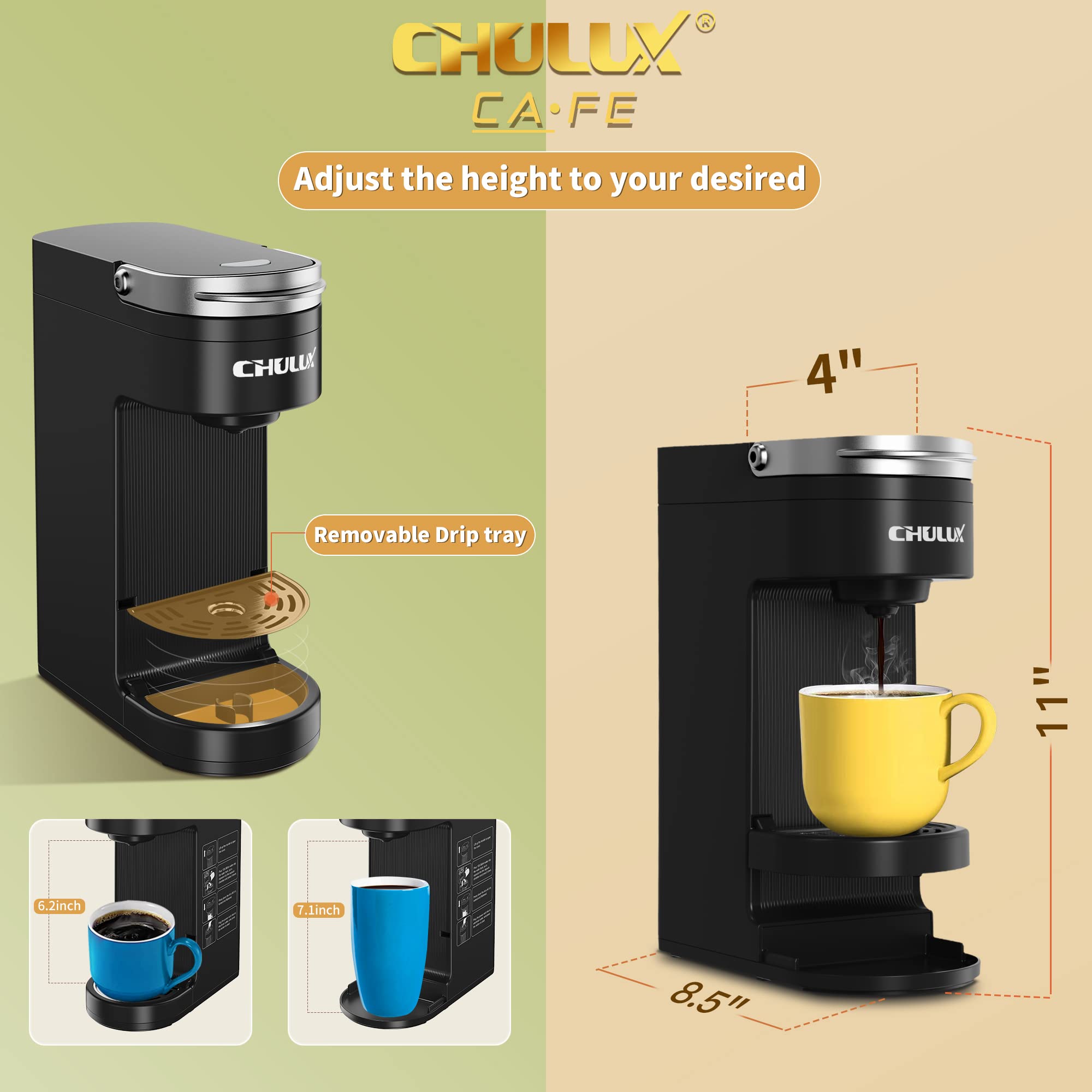 Foto 3 | Cafetera Chulux Slim 2 en 1 de Una Sola Porción para K Cup & Ground - Venta Internacional