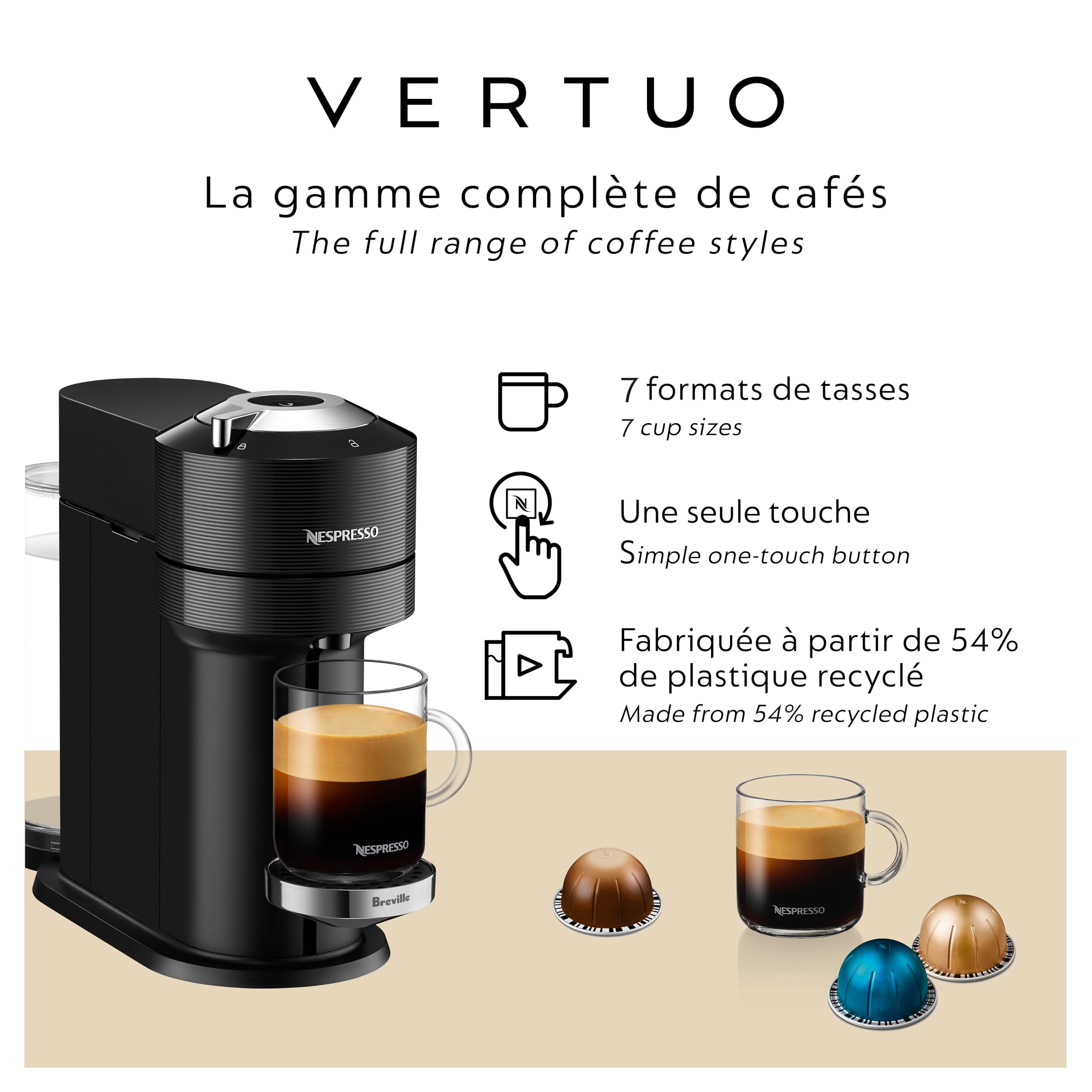 Foto 4 pulgar | Máquina De Café Y Espresso Nespresso De Breville Vertuo Next Classic Black - Venta Internacional.