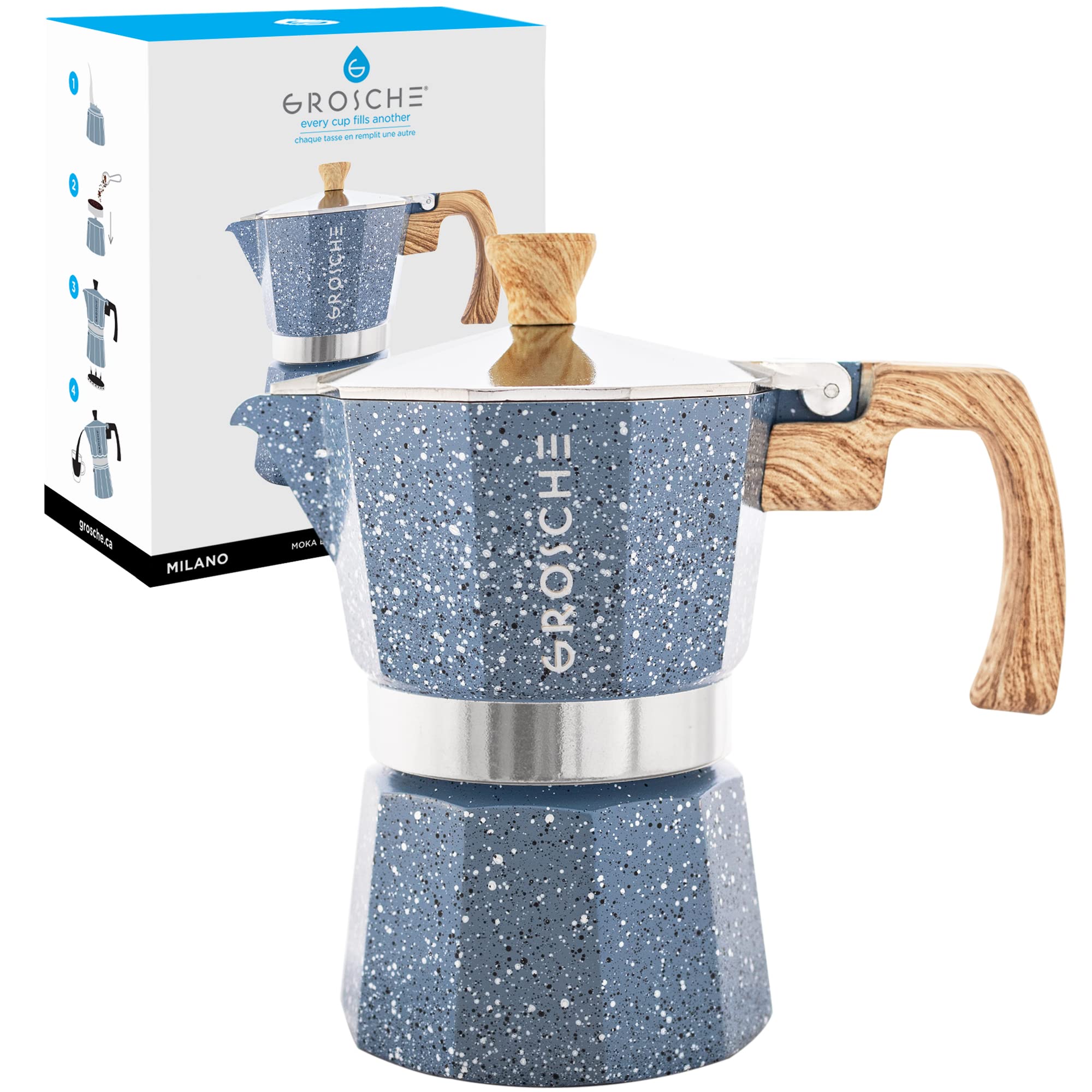 Foto 2 pulgar | Cafetera Grosche Milano Moka Pot Indigo 6 Tazas - Venta Internacional
