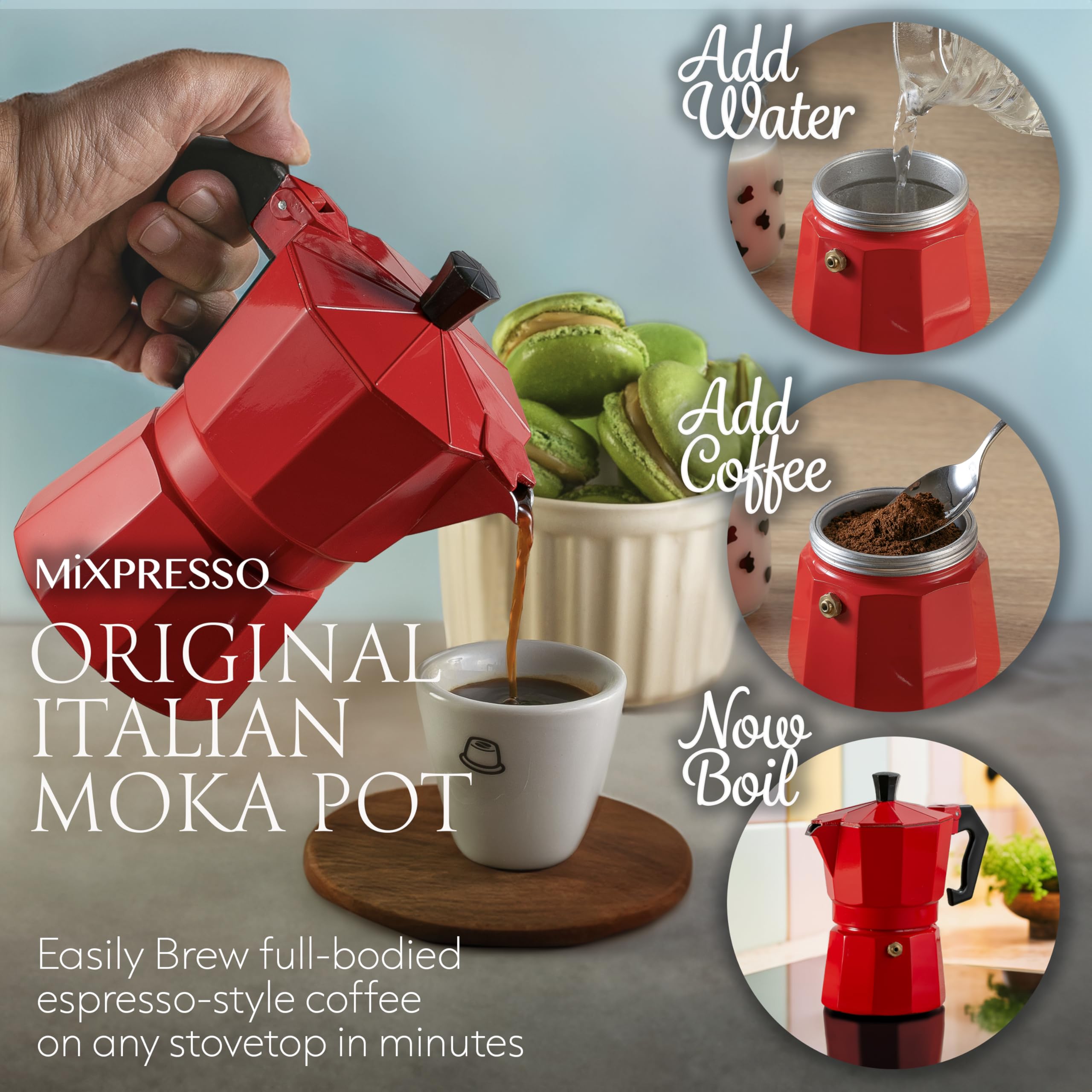 Foto 6 pulgar | Cafetera Mixpresso Moka Stove 150 Ml 3 Tazas - Venta Internacional