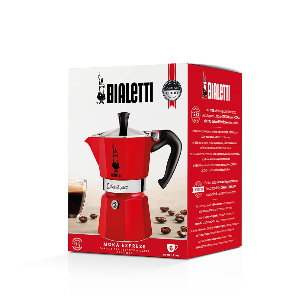 Foto 6 pulgar | Cafetera Espresso Bialetti Moka Express Roja para 6 Tazas - Venta Internacional