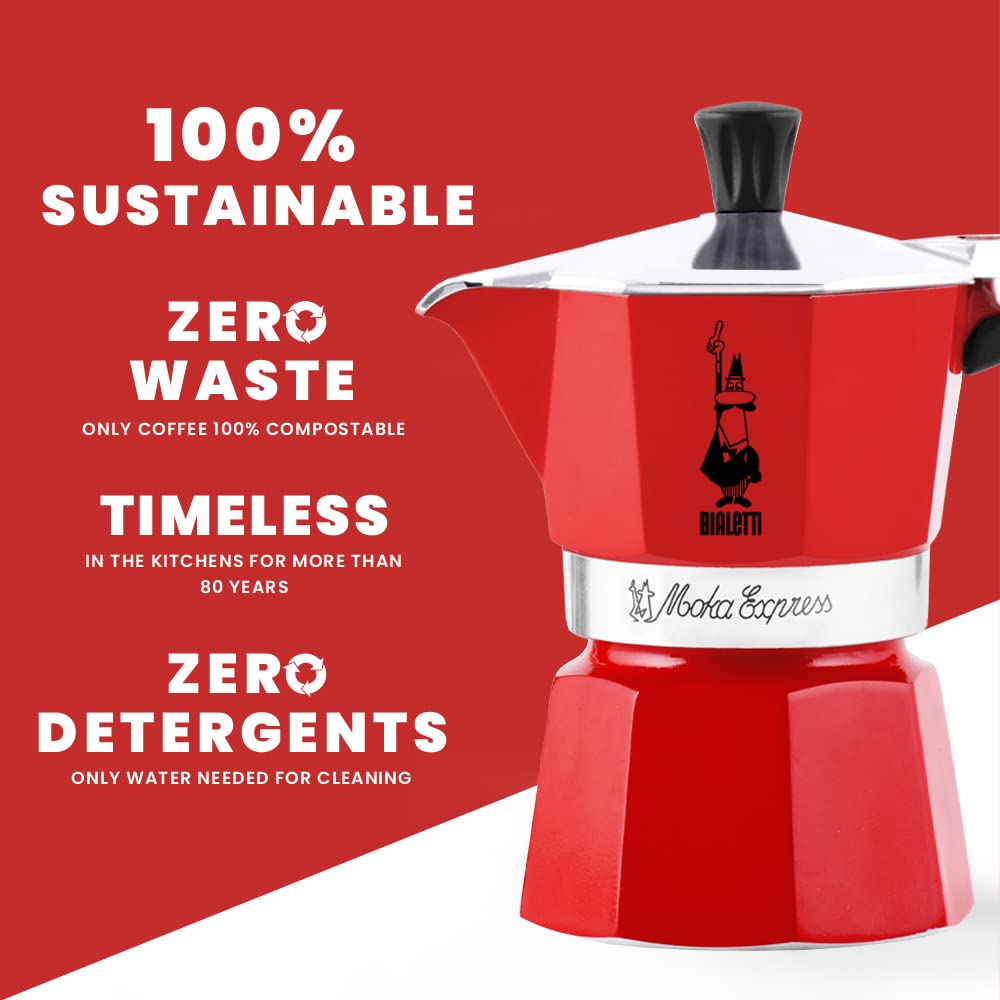 Foto 6 | Cafetera Espresso Bialetti Moka Express Roja para 6 Tazas - Venta Internacional