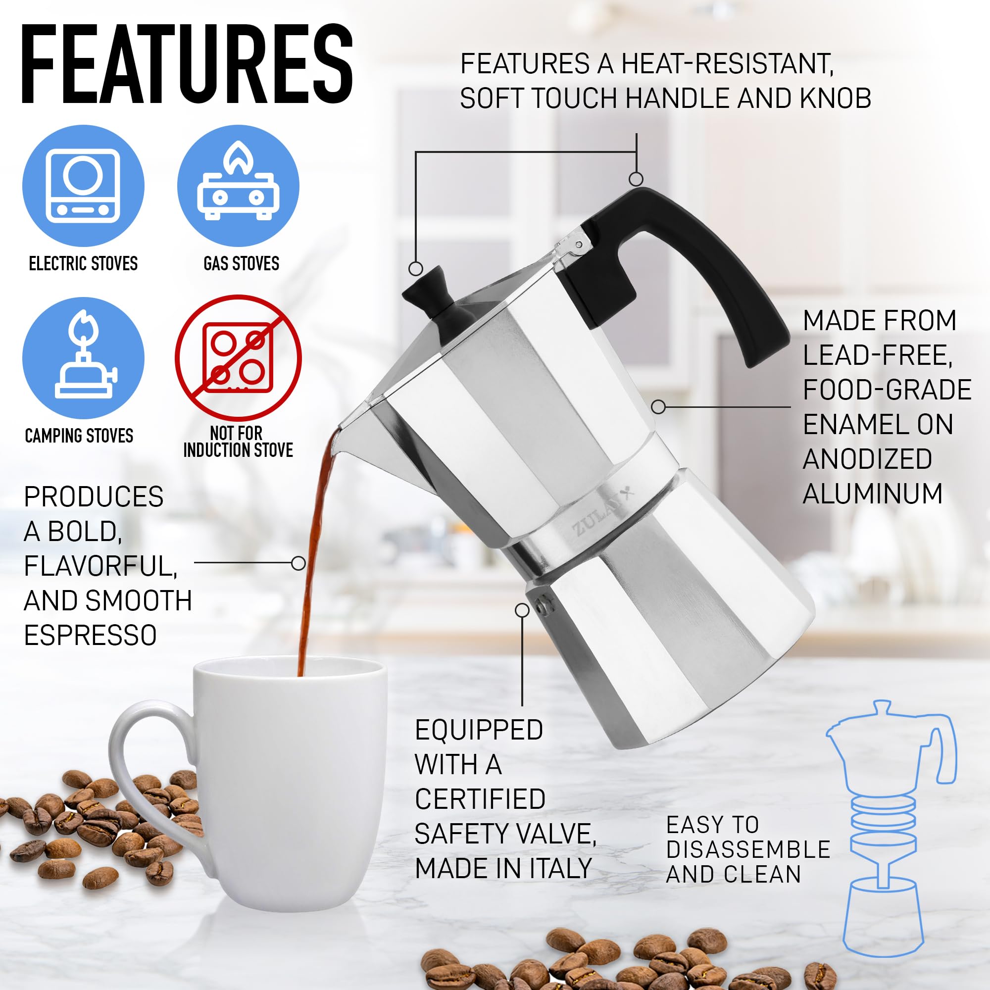 Foto 4 | Cafetera Italiana Zulay Kitchen para 6 Tazas-Venta Internacional